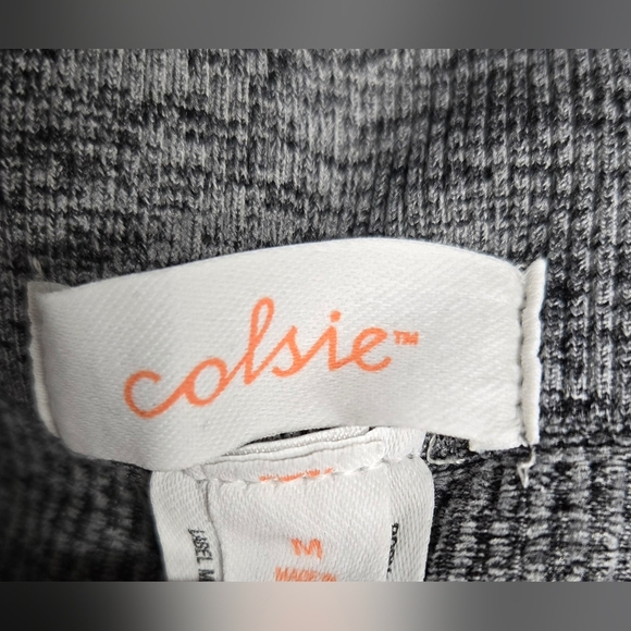 Colsie M Grey Ribbed Leggings Wide Elastic Waistband - Picture 3 of 5